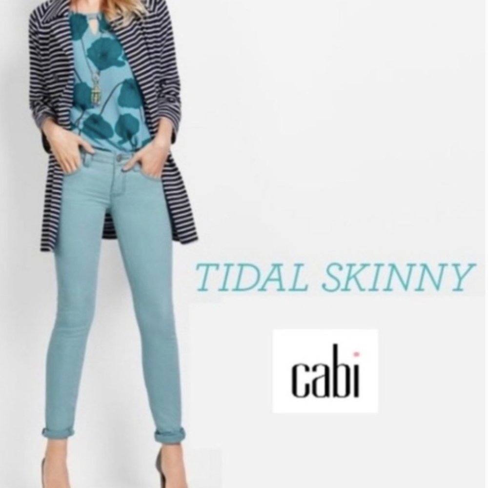 Cabi Curvy Skinny Style #5170 Teal Tidal Blue Jeans Pants Size 8